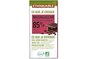 ETHIQUABLE - Chocolat Noir 85% De Cacao De Madagascar Bio 100G - Lot De 4