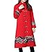 Produktbild Damen Winterjacke Lange Druck Wintermantel Outwear Frauen Winter Warm dünner Steppjacke Starke Dicker Kapuzenjacke Folk Custom Cotton Padded Druck Spleißen mit Kapuze Mantel Riou Sale (3XL, Rot)