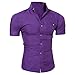 Produktbild UJUNAOR Herrenhemd Sommer Mode Hemd Shirt Herren Solide T-Shirt-Oberteil(Lila,Large)