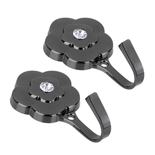 2 X Vintage Pflaumenblüte Raffbügel Vorhang Tieback Quaste Haken Tür Wandaufhängung Halter - Schwarz