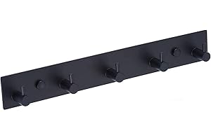 QNIIAED Coat Hook Wall Mounted,Multipurpose Modern Stainless Steel Screw In Door Hook Metal Heavy Duty Coat Rack Row Of hook Hanger Towel Robe Clothes Hat Hook For Bathroom Bedroom(Matte Black 5 Hook)