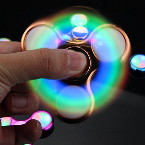 Bescita LED Licht Fidget Hand Spinner Finger Spielzeug Dekompression Spielzeug EDC Focus Gyro,Mit Schalter (Roségold) - 3