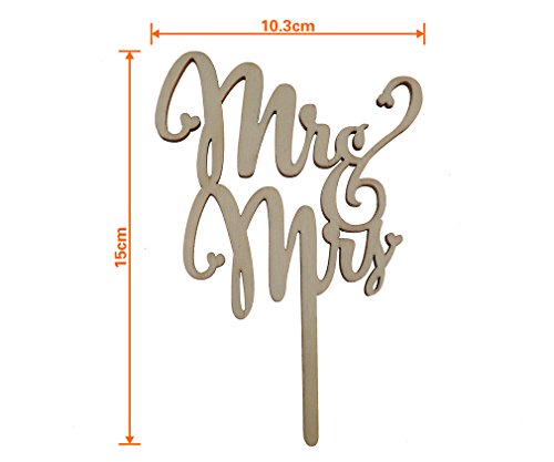 HOLZ CAKE TOPPER „MR MRS“ Hochzeit Tortendeko Tortenaufsatz Kuchenstecker Kuchen - 3