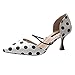Produktbild Qmber Damen Pumps Stiletto Stiefel High Heels Kurzschaft Stiefelette mit Plateau Freizeit Hochzeit Abend Sommer Schuhe Fein mit Einer Spitzen Schnalle kleinen klaren Punktstreifen/White,38
