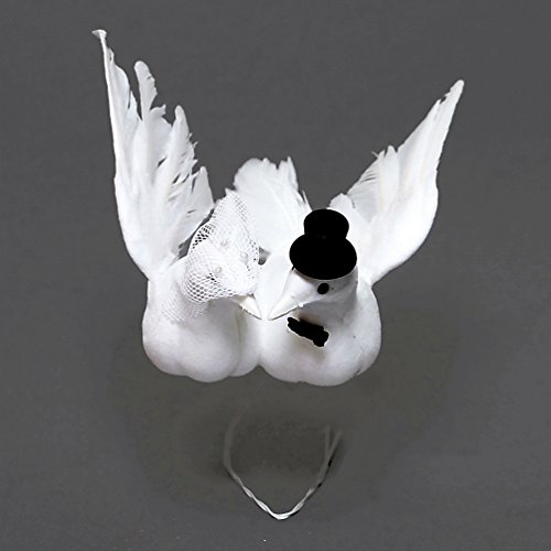 Taubenpaar m. Hut u. Schleier, Hochzeit/ TOP PREIS !!! (18cm groß)