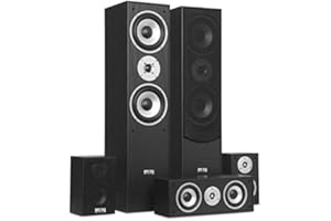 AUNA MULTIMEDIA auna Surround - Kit d'enceintes Home cinéma, 335 Watts RMS de Puissance Totale, Enceintes frontales avec Caisson Bassreflex, Protection Textile, Design élégant, Noir