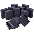 NBEADS 12 Pezzi Scatola per Gioielli Nero, 9x7x3cm Confezione Regalo in Cartone Artigianato Fai-da-Te per Orecchini Pendenti 