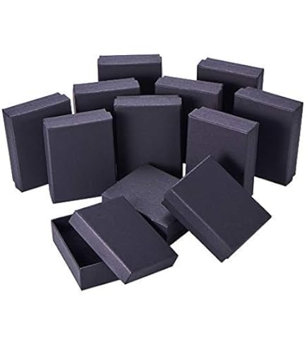 FASHEWELRY 12 scatole di cartone per esposizione gioielli, colore rosso, quadrate, 5,15 x 5,15 x 4,25 cm, per orecchini e anelli, confezione regalo