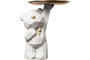 AISEN Svuotatasche del Orso Geometrico, Svuota Tasche da Ingresso Design, Sculture Moderne Design, Statua di Orso in Resina Vassoio Decorativo, Vassoio Portaoggetti, Porta Caramelle da Tavolo