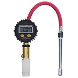 Color: tubo rojo. vanpower Manómetro digital LCD para pistola de presión de neumáticos, manómetro inflador de aire con manguera