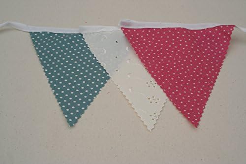 Teal and Pink Mix Cotton Bunting 4m long Single Side