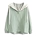 Produktbild Mantel Damen Jacke Frauen Langarm Passende Farbe dünn mit Kapuze Zip Pockets Mantel Jacke MYMYG Sweatshirt Kapuzepullover Light Coat (Grün,EU:36/CN-M)
