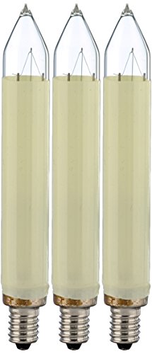 Hellum 904031, Ersatz-Schaftkerze Innen- und Aussenbeleuchtung, Sockel E 10, 16 V / 3 W, elfenbein, 3 auf Blisterkarte