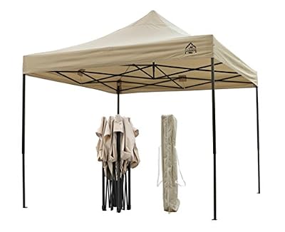 Allseasonsgazebos Tout nouveau pavillon ouvrant instantané ultra-résistant, entièrement imperméable, revêtu de PVC de qualité supérieure 3x3m Avec housse de transport ultra-résistante GRATUITE + 4 sacs de sable faisant usage de poids - En Beige