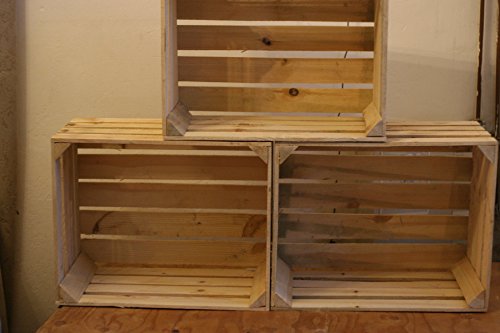 Holzkisten Obstkisten Weinkisten NATUR Geflammt MASSIV NEU SETs (3er SET, Natur) VON BLUMENKÜBELXXL