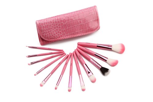 Glow rosa 12 Make-up Pinselset + Tasche - 2