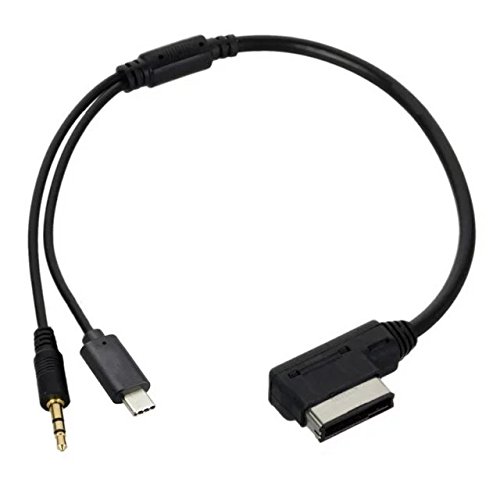 Goliton Medien In AMI MDI zu Stereo 3.5mm Audio & USB-C Aux Adapter Kabel für Auto VW AUDI 2014 A4 A6 Q5 Q7 - Schwarz