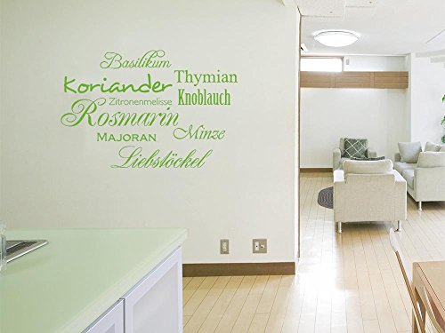 Graz Design Wandtattoo Deko für Küche Sprüche auf das Thema der Küche und Kräutern, dunkelgrau, 60x40cm