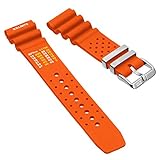 Uhrenarmband ZULUDIVER Gummi Tauchen Orange, Schnalle Seidenmatt, 20mm
