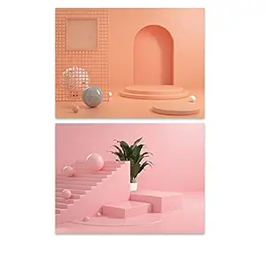 SAVIAURA 1 Sheet 2 in 1 Photography Backdrop 3D Flat Lay Tabletop Double-Sided Photo Background PVC Wrinkle-Free Small Products Photo Shoot (#30- Pink & Orange Standing Props Pattern)