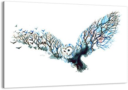 ARTTOR Canvas Wall Art Picture Photo Abstraction Owl Bird Graphics Tree 100x70cm Canvas Prints Framed Art prints Decor Artwork Modern Pictures for Home Decorations Living Room Bedroom AA100x70-3122