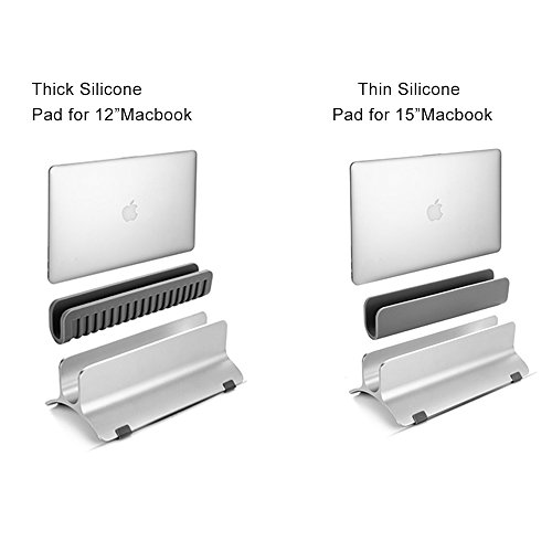 Macbook Stand, Aluminium Macbook Dock Laptop Stand Macbook Vertikal Desktop Stand für bis zu 15 „Apple MacBook Air / Pro oder Andere Laptops / Notebooks / Tablets – Silber - 4