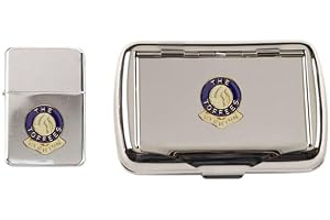 KNIGHT Football Polished Chrome Tobacco Tin and Stormproof Petrol Lighter Everton