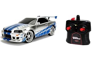 Jada- Fast&Furious Coche RC 2002 Nissan Skyline GT-R 1:16 (Radiocontrol con Mando) Blanco/Azul (253206007)