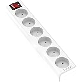 Garza - Multiple base with wireless switch, 6 outlets, child protection, White