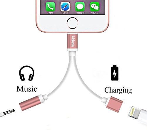 2 in 1 Lightning 3.5mm Headphone Jack Adapter with Audio &amp; Charge Function for iPhone X/8/8plus/7 / 7 Plus (Rose gold)