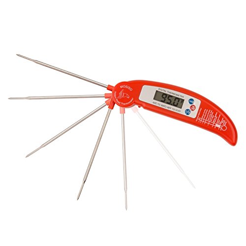 MOSISO Digitale Lebensmittel-Thermometer, Ultra Fast & Accurate Sofortdigitalanzeige Elektronische Grill Fleisch Essen / Grill-Thermometer, Rot - 3