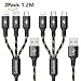 Produktbild Lachesis Multi USB Kabel [2er-Pack], 1.2M Nylon 3 in 1 Multi USB Ladekabel mit Typ C/Micro USB Kabel Kompatibel für Phone 8, Samsung Galaxy S9 S8, Huawei, Honor, Xiaomi, Sony, Kindle, und mehr