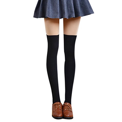 Preisvergleich Produktbild Damen Kniestrümpfe Internet Oberschenkel hoch über die Kniestrümpfe lang Baumwolle Strümpfe (schwarz)