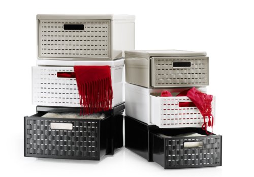 Rotho Schubladenbox Country in Rattan-Optik aus Kunstoff (PP): schwarze Aufbewahrungsbox der Größe 35x26x14.5 cm, Volumen der Ablagebox 8.3 l, als Schubladeneinsatz oder Schubladensystem geeignet - 3