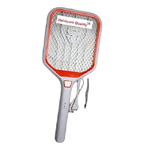 Heirloom Quality Rechargeable Insect Killer Racket (White) With Charging Cable And LED Light