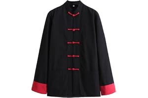 GVILTY Kung Fu jacka kläder - män tang kostym kinesiska traditionella kläder bomull och linne Tai Chi-uniform långärmad kappa toppar Qi Gong kampsport dukar kläder