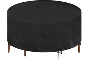 INMUA Housse Table de Jardin Ronde Housse Protection Table Jardin Imperméable Anti-UV 420D Oxford Tissu Extérieure Bâche pour Meubles Jardin (Ø128x71cm)