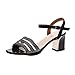 Produktbild Kolylong® Damen Hoher Absatz Sandale Mittlerer Absatz Pumps Strass Scheinen Klumpig Blockabsatz Mode Knöchel Gurt Schnalle Offene Zehen Sandalen Sommersandalen