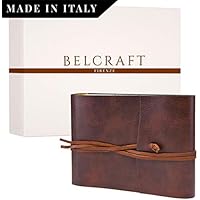 Belcraft Tivoli Album Fotografico in Pelle Riciclata, Elegante Pensiero con Scatola Regalo, Realizzato a Mano da Artigiani Toscani, A5 (16x21 cm) Marrone