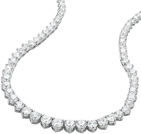 26.23 TCW Round Cubic Zirconia Silvertone Eternity Necklace 16"