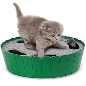 Pawaboo Juguete/Escondite Electrónico para Gato – Pet Teasing Toy Hide & Seek Electronic Caza del Ratón Interactivo Cat Toy, Verde