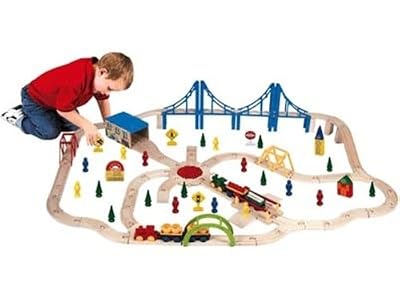 WDK PARTNER - A0905608 - Jeux de construction - Circuit train bois 100 pièces
