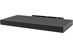 WOLTU Mensola da Muro Rettangolare Scaffale Libreria a Parete Decorazione per Cameretta Ufficio Porta CD/Dvd in Legno Nero 100cm RG9317sz