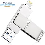 Apple Certified 128GB iPhone Memory Stick USB 3.0 Lightning Flash Drive for iPad OTG External Storage Compatible to iPhone 6,iPhone 7,iPhone 5,iPad mini,iPad air,iPod,Mac and Computers,iDiskk Brand