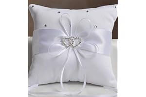 HOMRY Frmarche Mariage Anneau Oreille Coussin Oreiller Porteur de Bague Anneau d'alliance 15 x15cm (Blanc)