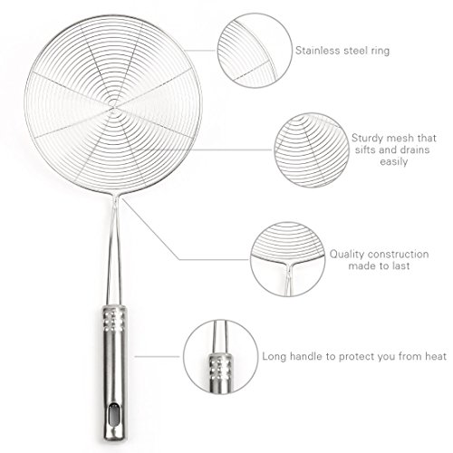 sourcingmap® Edelstahl Küche Sieb Sieblöffel Küchensieb Portionssieb Abtropfsieb Stielsieb - 4
