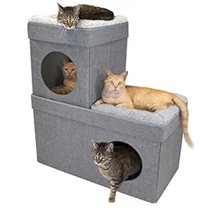 Kitty City Large Stackable Cat Condo, Cat Cube, Cat House, Pop Up Bed, Cat Ottoman