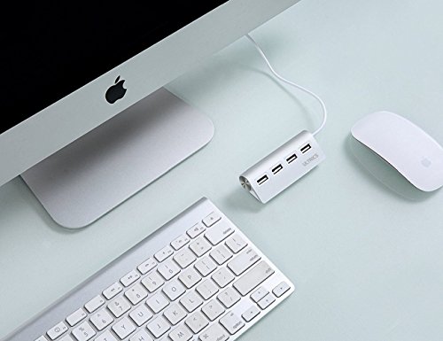 USB 3.0 4-Port Hub Compact ULTRICS @ Aluminiumgehäuse, geschirmtes Kabel mit 5 Gbps Übertragungsgeschwindigkeit für iMac, MacBook Air, MacBook Pro, MacBook, Mac Mini, PCs und Notebooks - 3