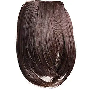 Styllofy dark brown fringe wig front hair extension flick hair extensions for women girls fake hair false hair artificial fringe toupee natural layered real synthetic hair