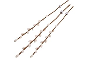 ÉN GRY & SIF Gry & SIF Artificial Palm Kitten Branches, Flexible Stem, Decorative Branch, Felt Branch, Willow Kitten Willow, Spring Decoration, Easter Decoration, Handmade, Fairtrade I 43 cm, 3 x White